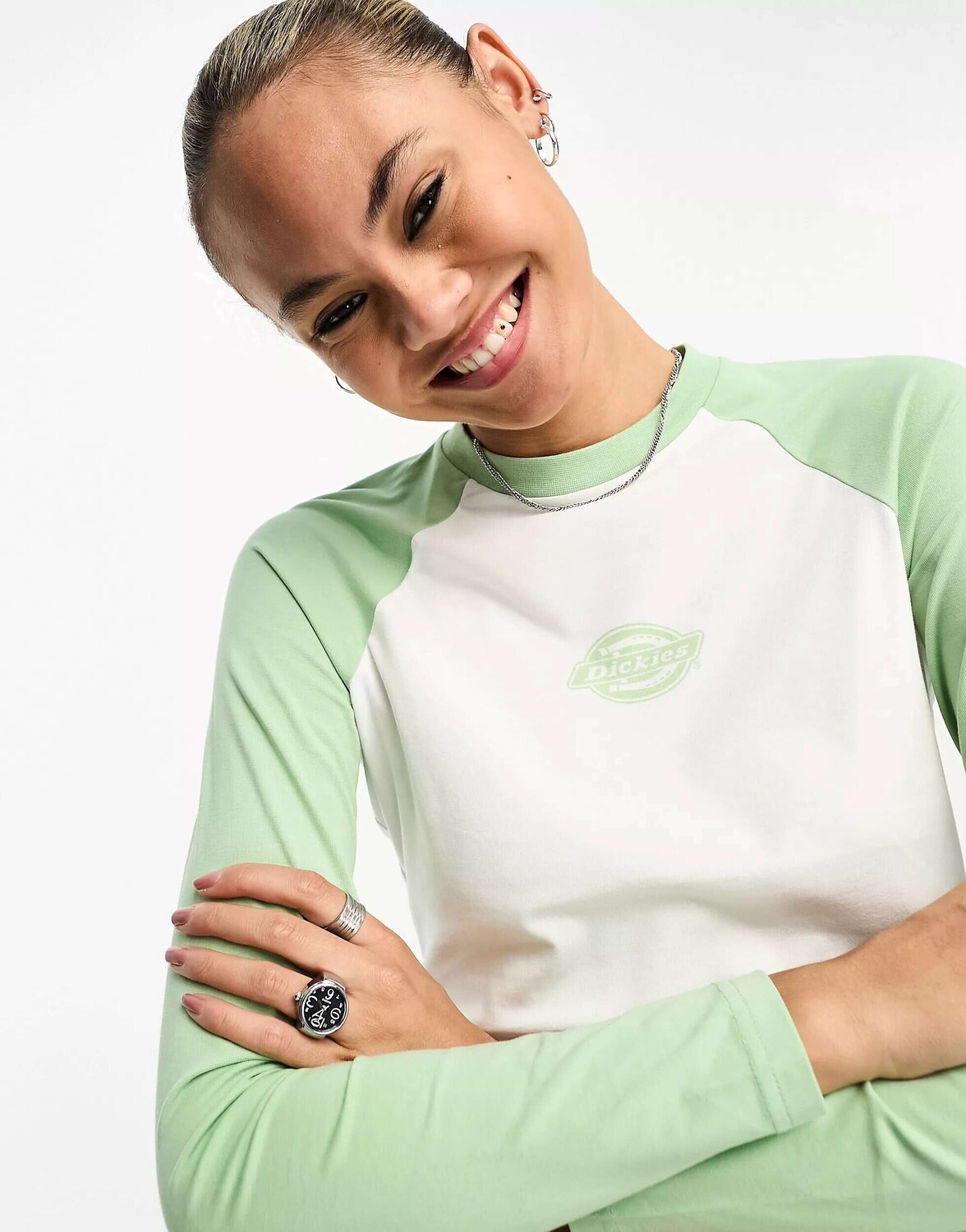 

Тихо-зеленая футболка с длинными рукавами реглан Dickies sodaville, Зеленый