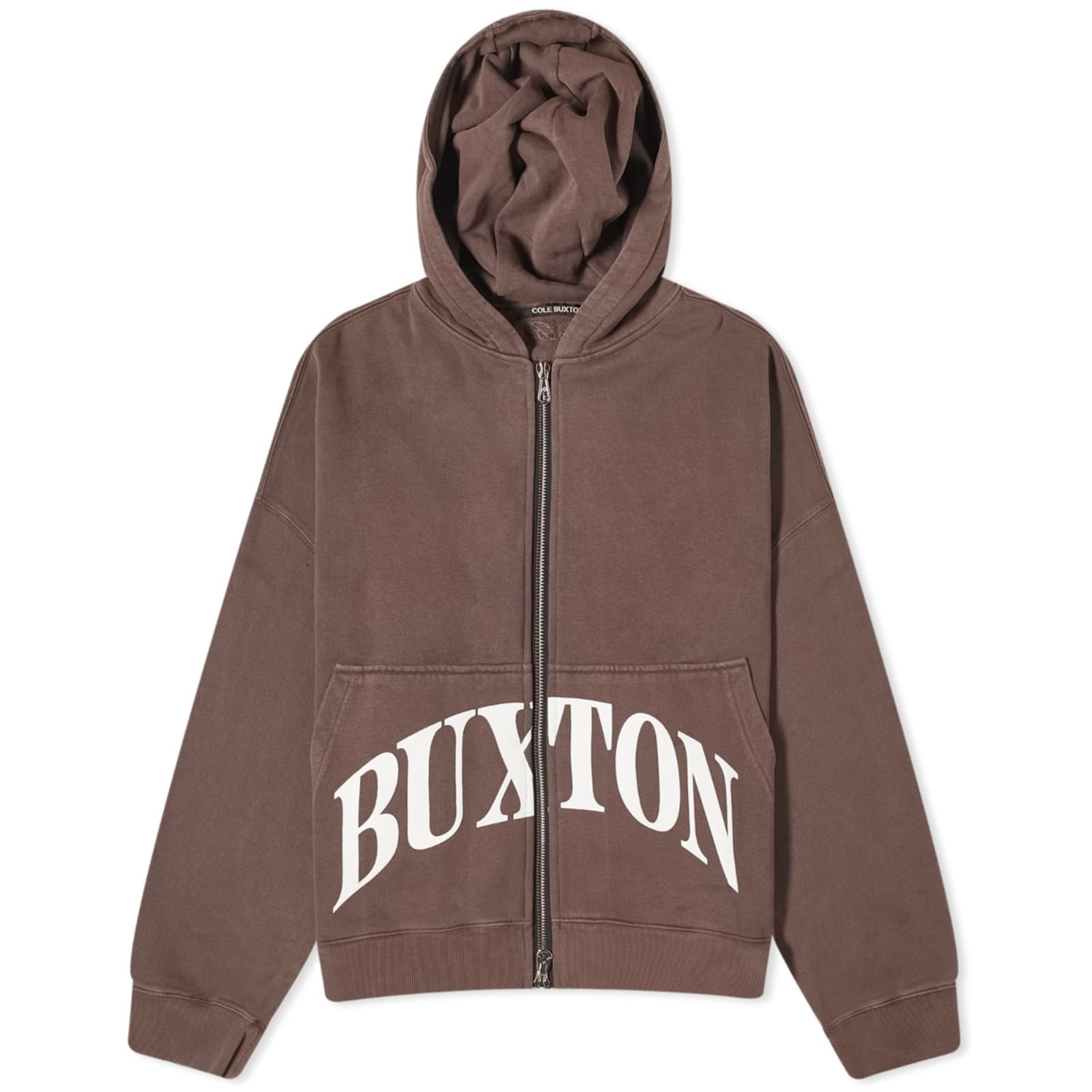 

Худи Cole Buxton Cropped Logo Zip, коричневый