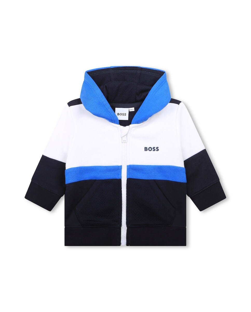 

Толстовка в стиле колор-блок для мальчика с молнией и капюшоном BOSS Kidswear, мультиколор