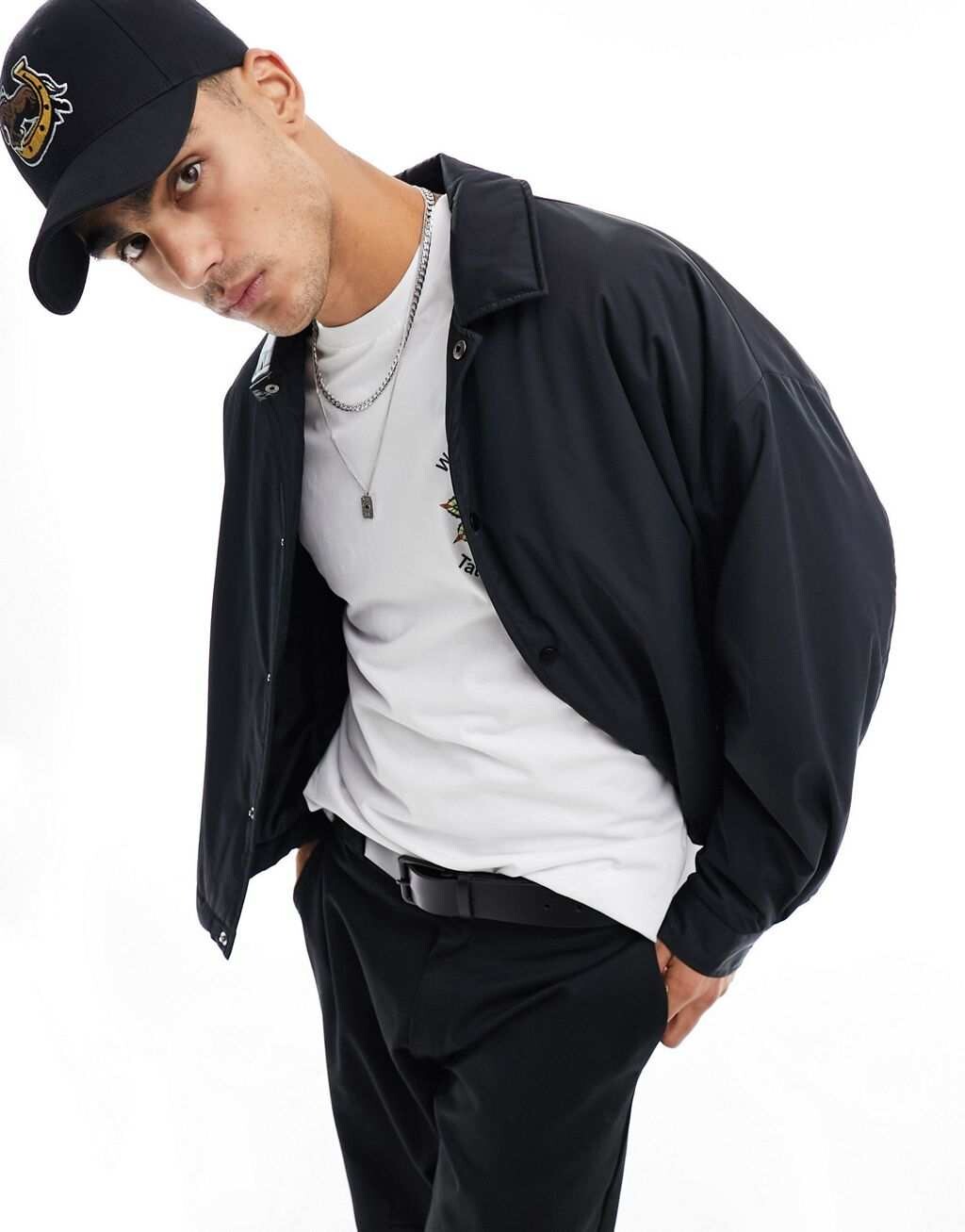 

Черная укороченная куртка оверсайз ASOS DESIGN, Черный