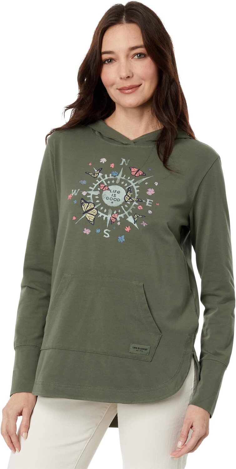

Толстовка-туника Butterfly Compass Crusher Flex Life is Good, цвет Dark Moss Green