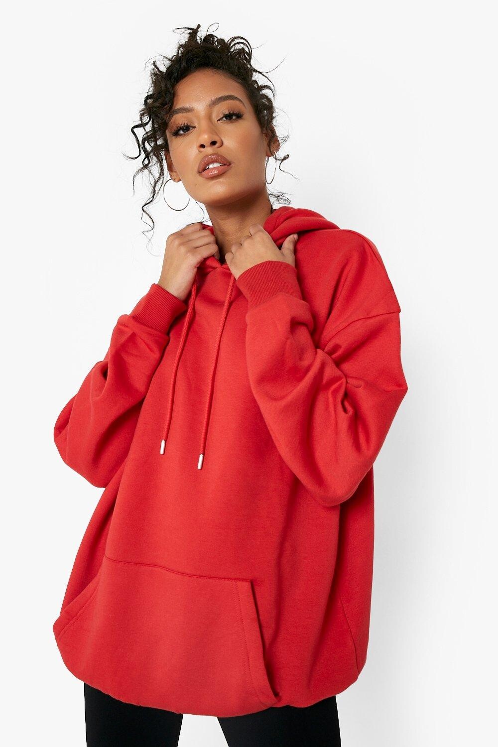 

Высокое худи оверсайз Boohoo, красный