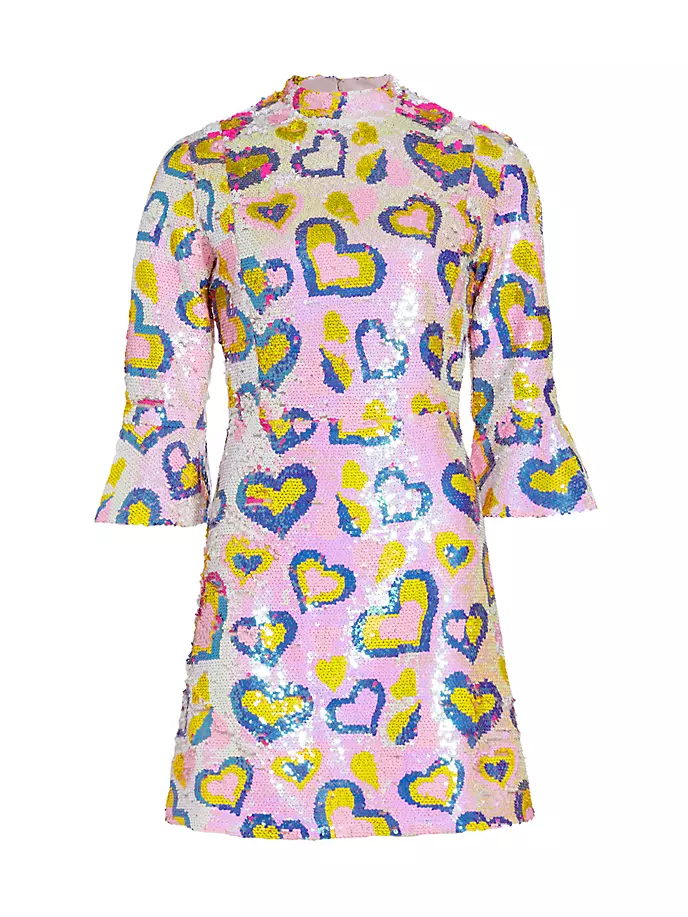 

Мини-платье Ashley в форме сердца с пайетками Hvn, цвет heart print sequin