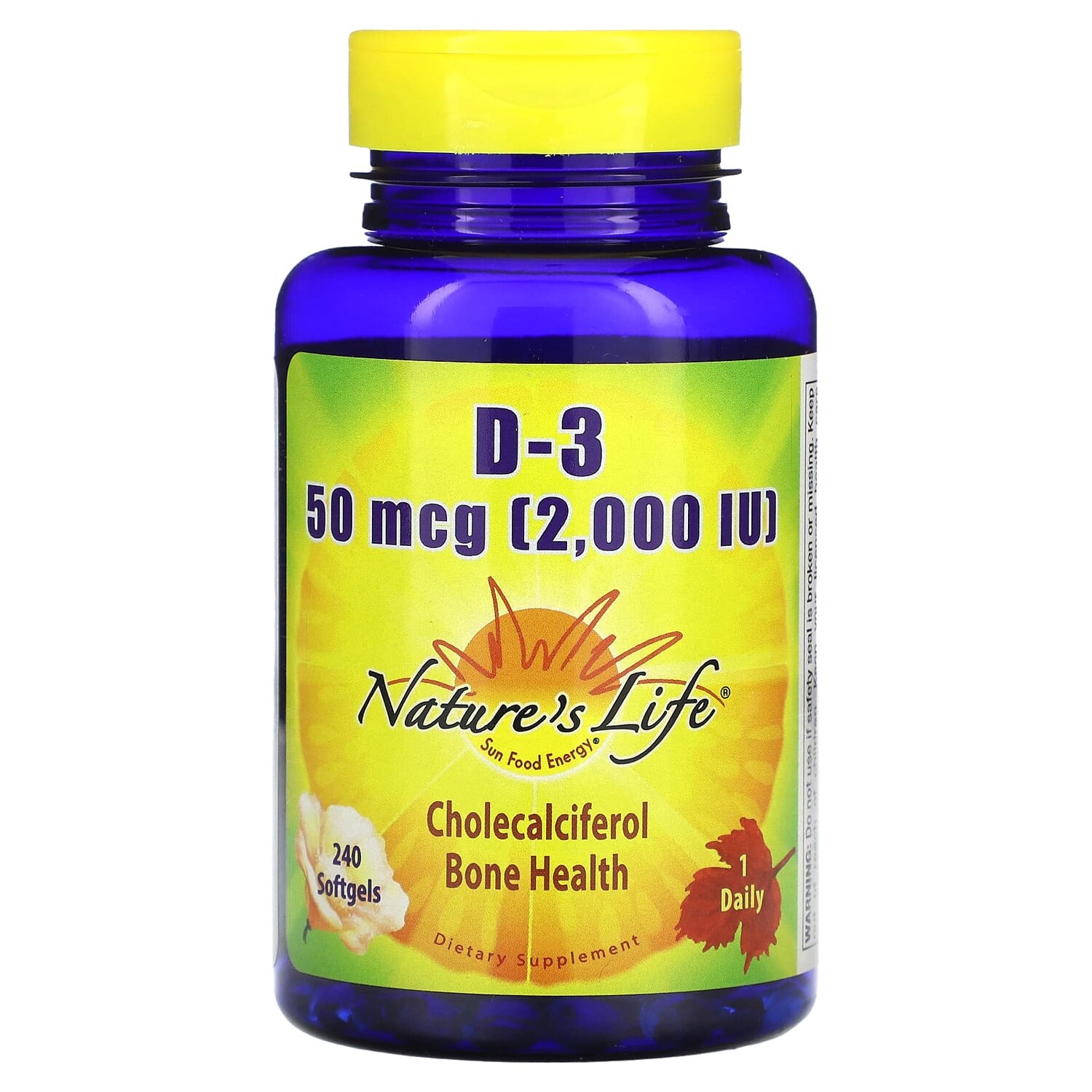 

D-3, 50 мкг (2000 МЕ), 240 мягких таблеток, Nature's Life