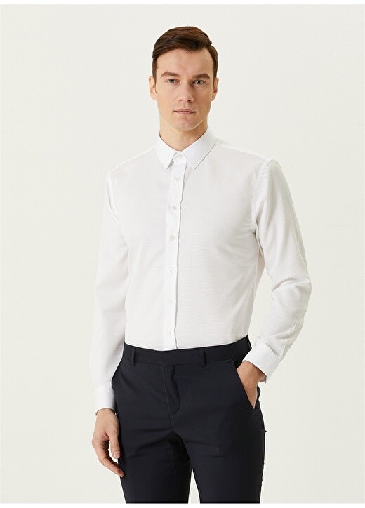 

Белая мужская рубашка Slim Fit из жаккарда Network