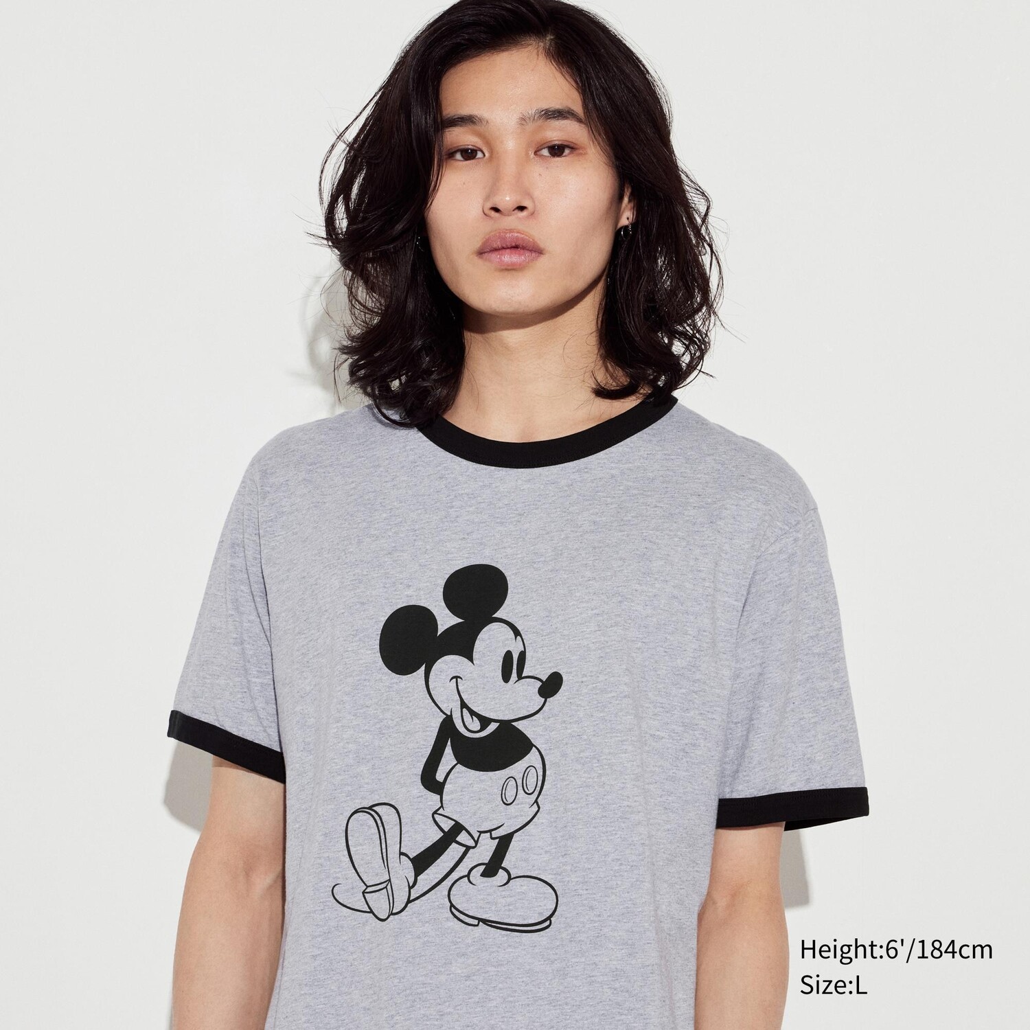 

Футболка флисовая Uniqlo Mickey Stands с рисунком, серый