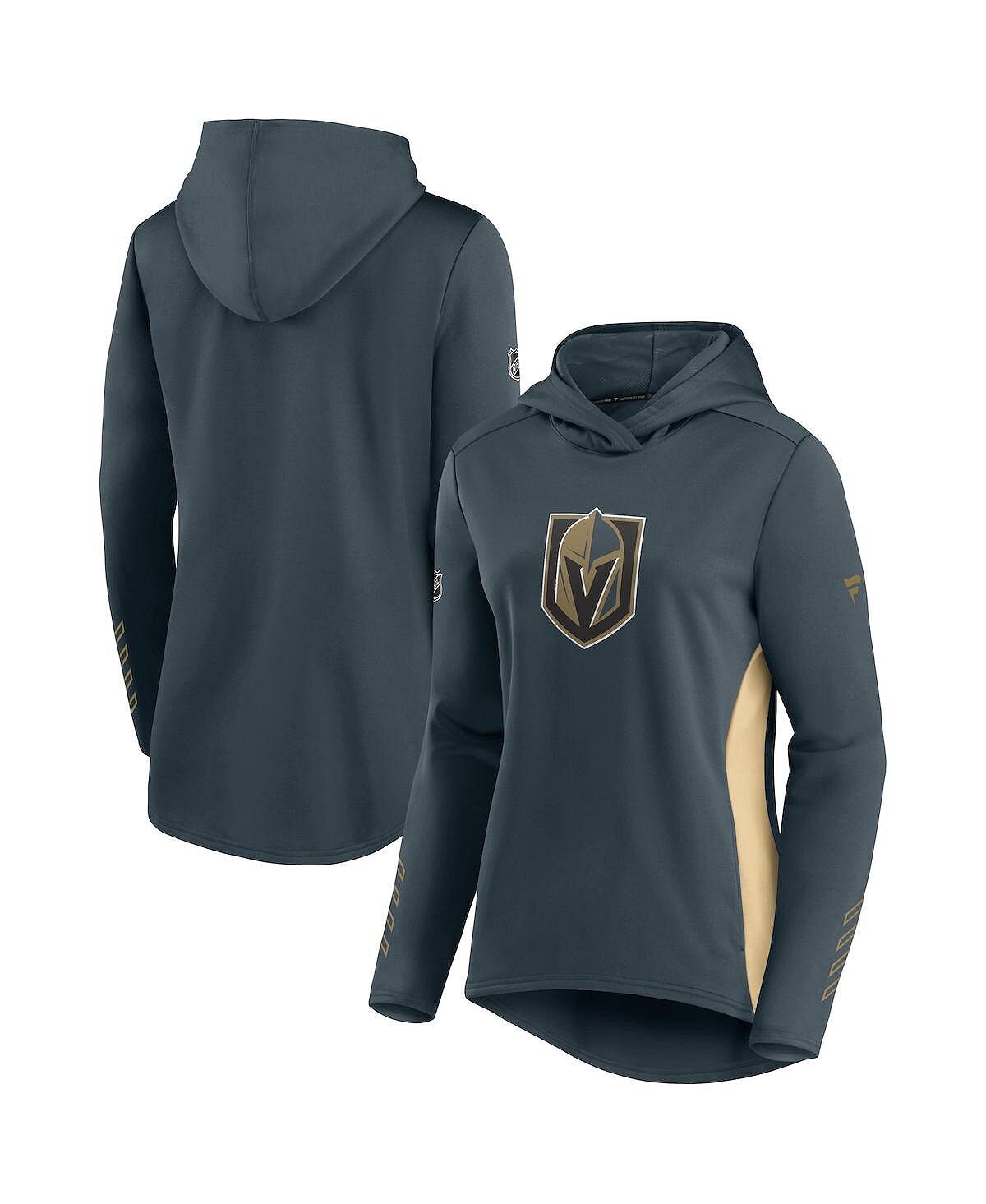 

Женский фирменный пуловер с капюшоном темно-серого и золотого цвета Vegas Golden Knights Authentic Pro Locker Room Fanatics