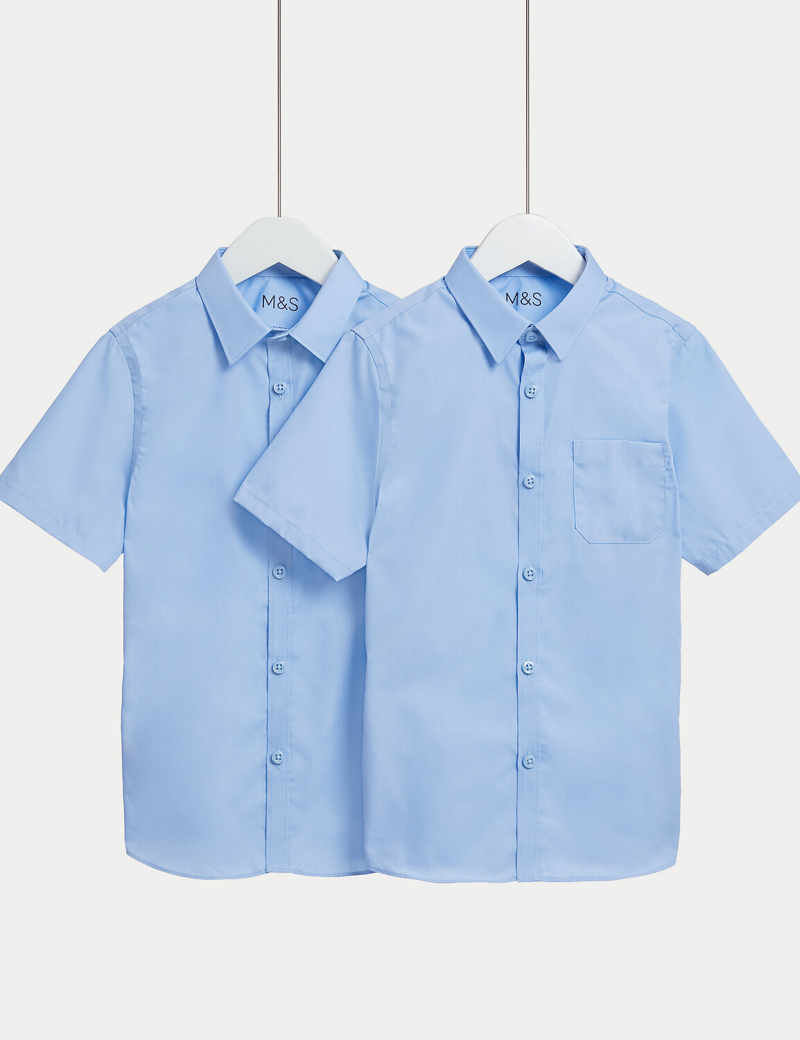 

2 пары школьных рубашек без железа для девочек (2–18 лет) Marks & Spencer, синий