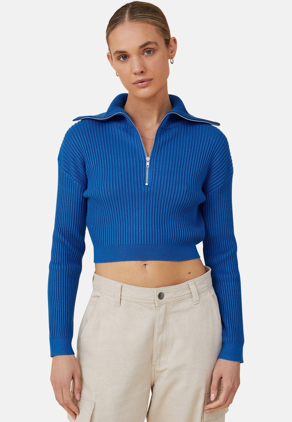 Свитер Crop Zip Collar Animated Cotton On, цвет animated blue