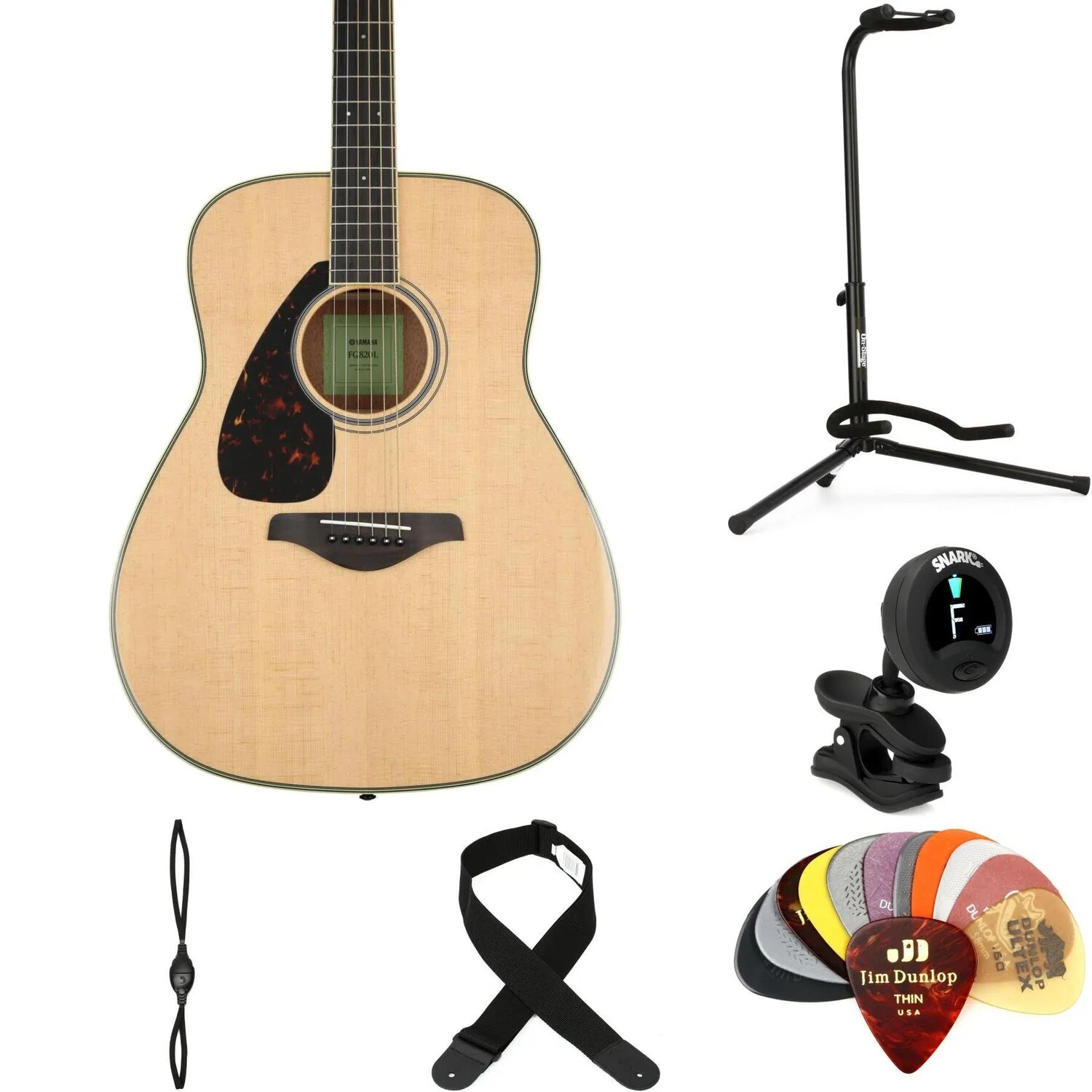 

Комплект предметов первой необходимости для акустической гитары Yamaha FG820 Dreadnought для левой руки — натуральный