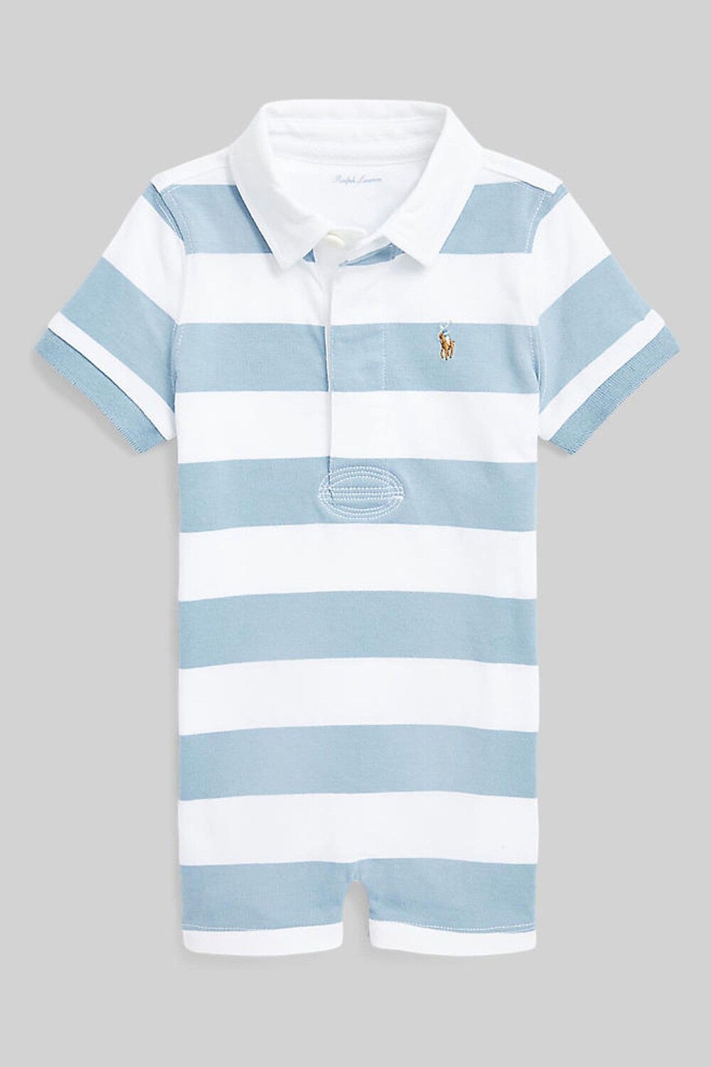 

Детский комбинезон в сине-белую полоску от Polo с логотипом Polo Ralph Lauren, синий