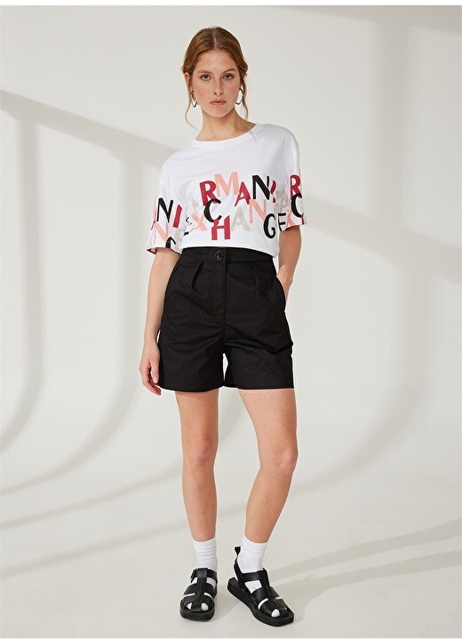 

Обычные черные женские шорты с высокой талией Armani Exchange