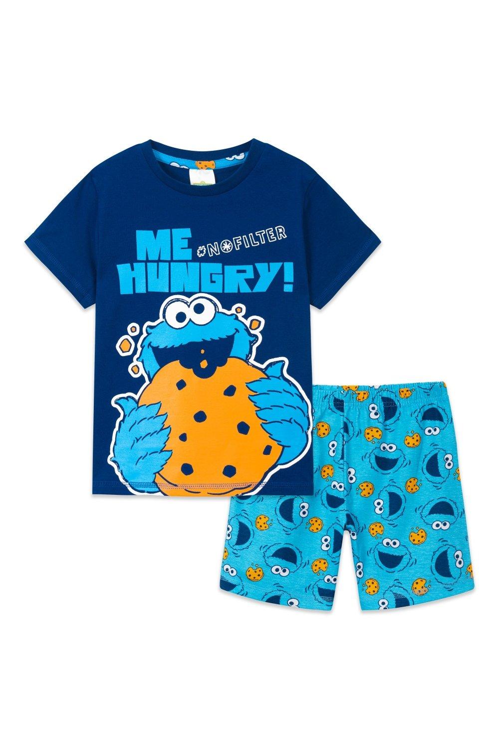 Короткий пижамный комплект Cookie Monster Sesame Street, синий рюкзак коржик sesame street синий 3