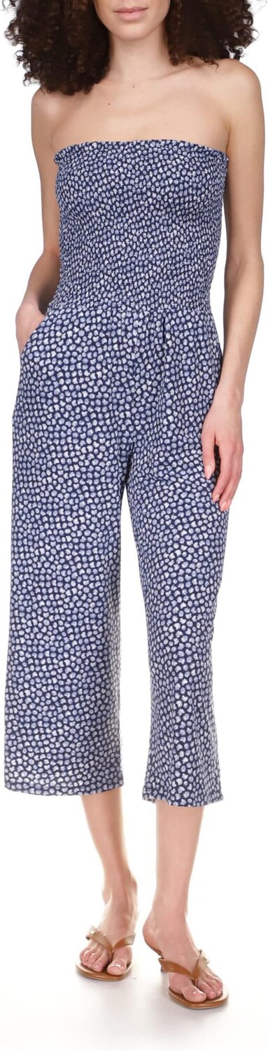 

Комбинезон Michael Kors Smocked Strapless Jumpsuit, цвет Midnight Blue