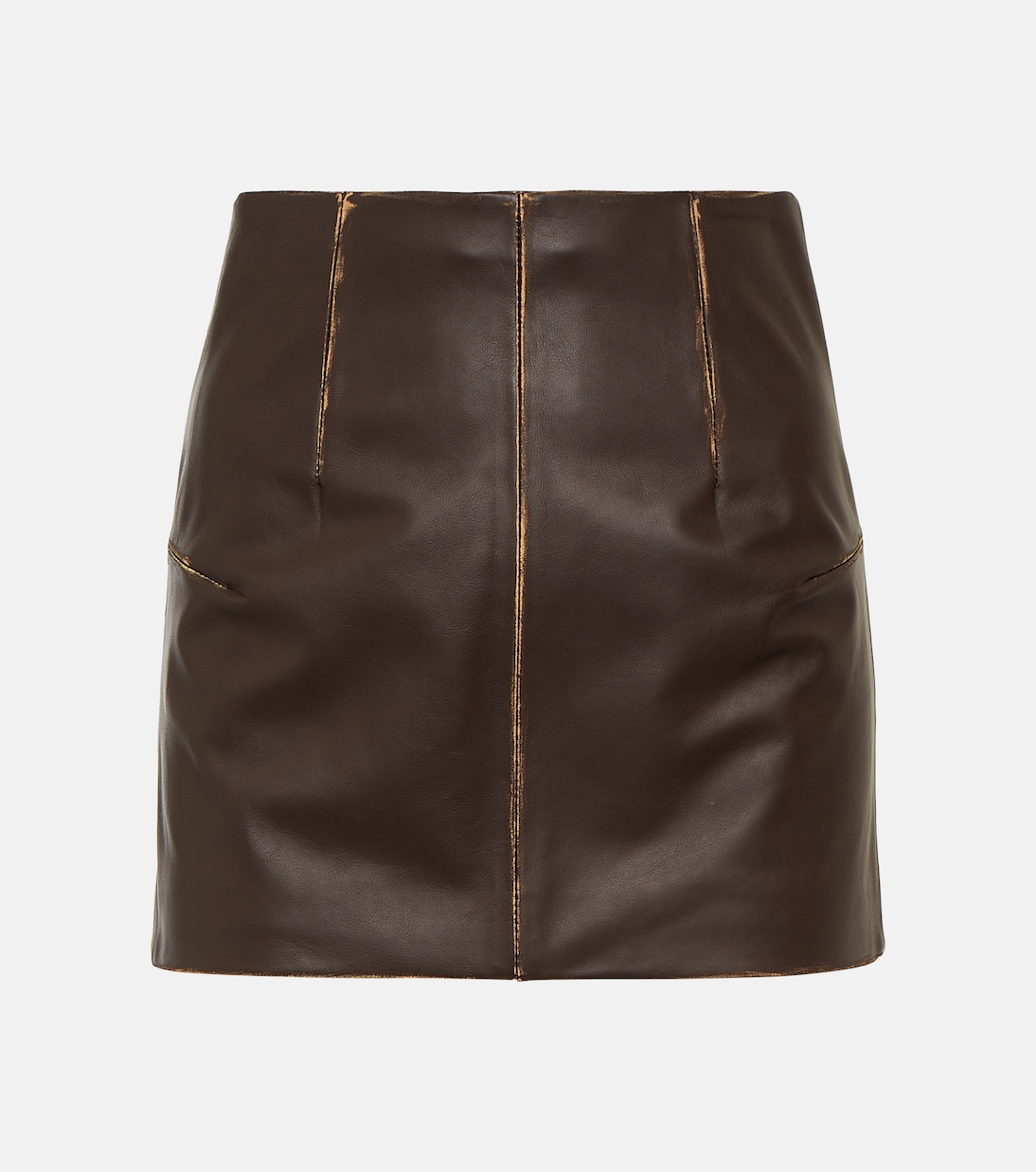 Кожаная мини-юбка Mm6 Maison Margiela, коричневый