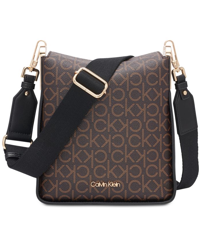 цена Маленькая регулируемая фирменная сумка через плечо Fay с магнитной застежкой сверху Calvin Klein, цвет Brown Khaki/black