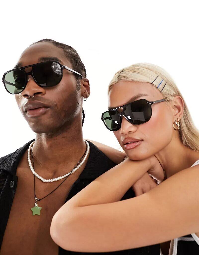 

Черные солнцезащитные очки-авиаторы Ray-Ban Bill One
