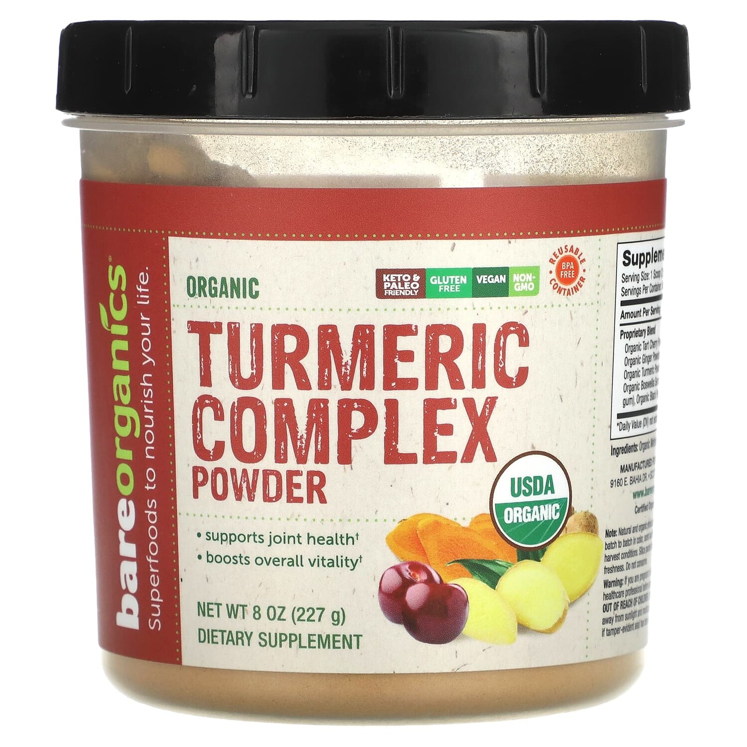 

Органический комплекс из куркумы в порошке, 227 г (8 унций), BareOrganics
