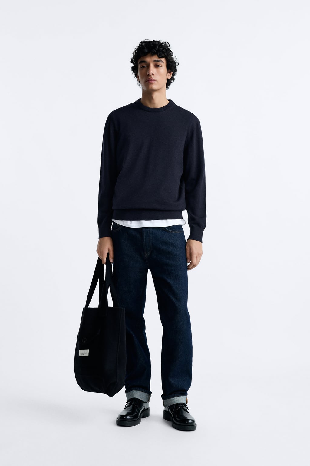

Свитер из мериносовой шерсти 100 ZARA, синий