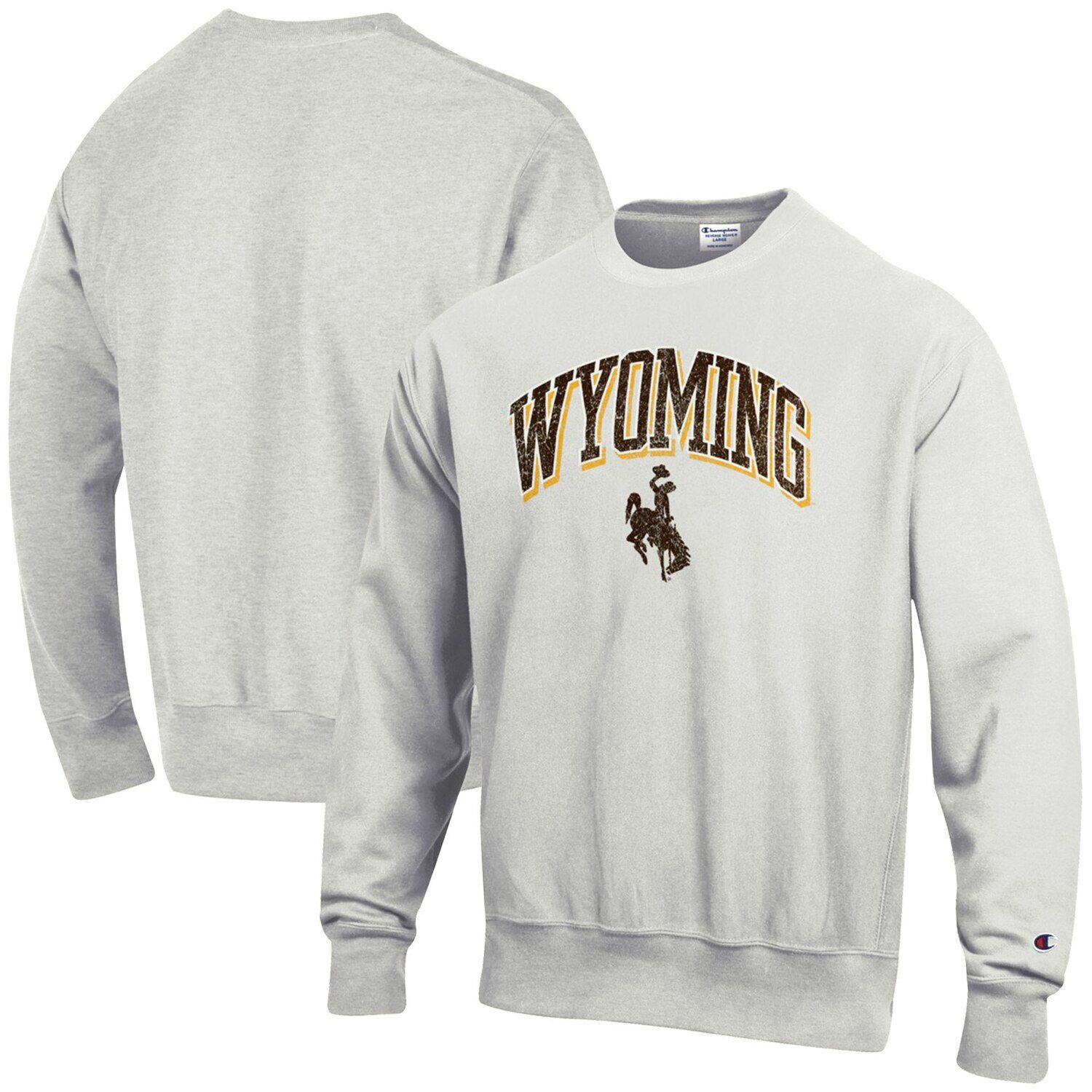 

Мужской пуловер обратного переплетения Champion Grey Wyoming Cowboys Arch Over Logo с капюшоном
