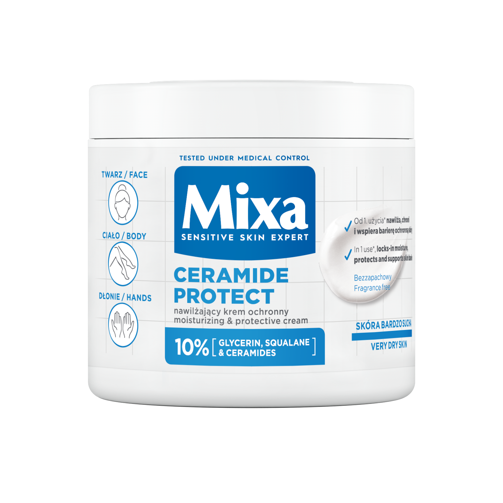 Увлажняющий защитный крем для лица Mixa Ceramide Protect, 400 мл