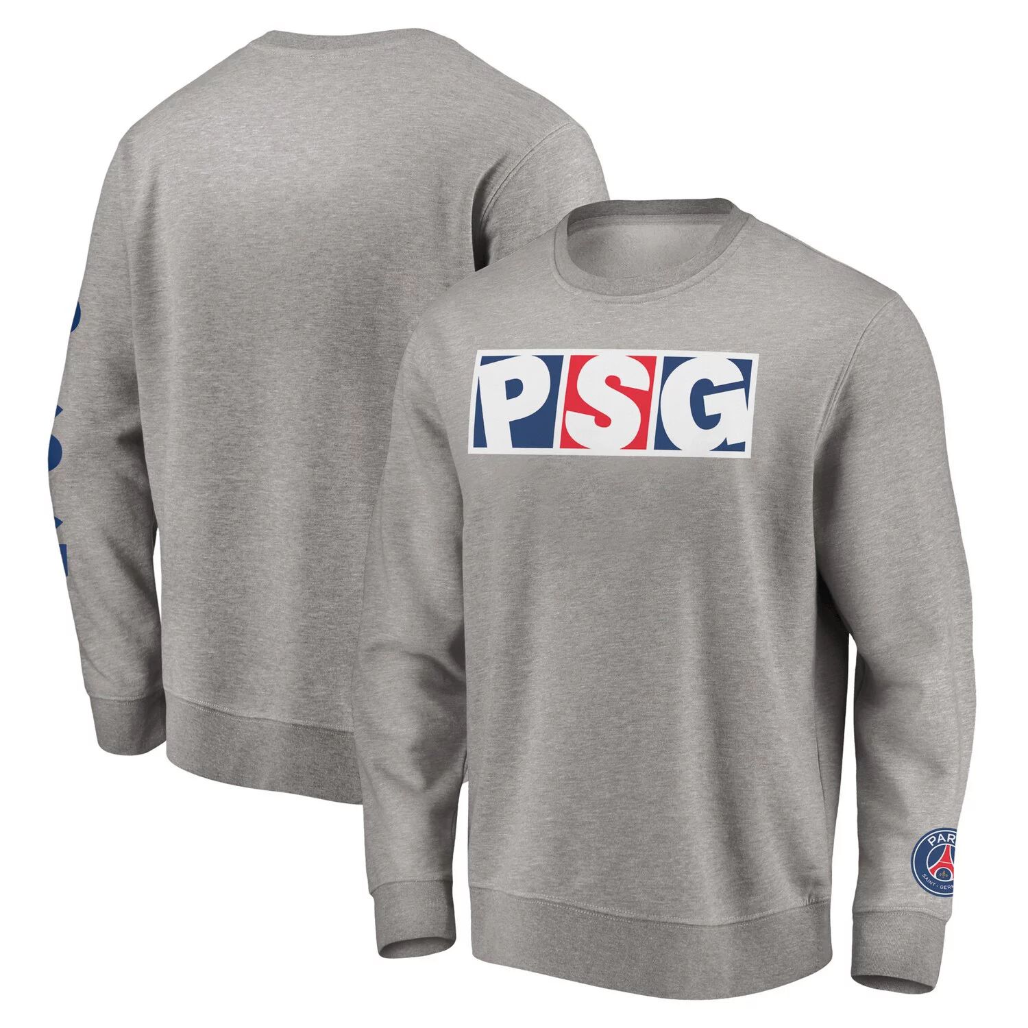 цена Мужской серый флисовый пуловер с логотипом Paris Saint-Germain с принтом Fanatics
