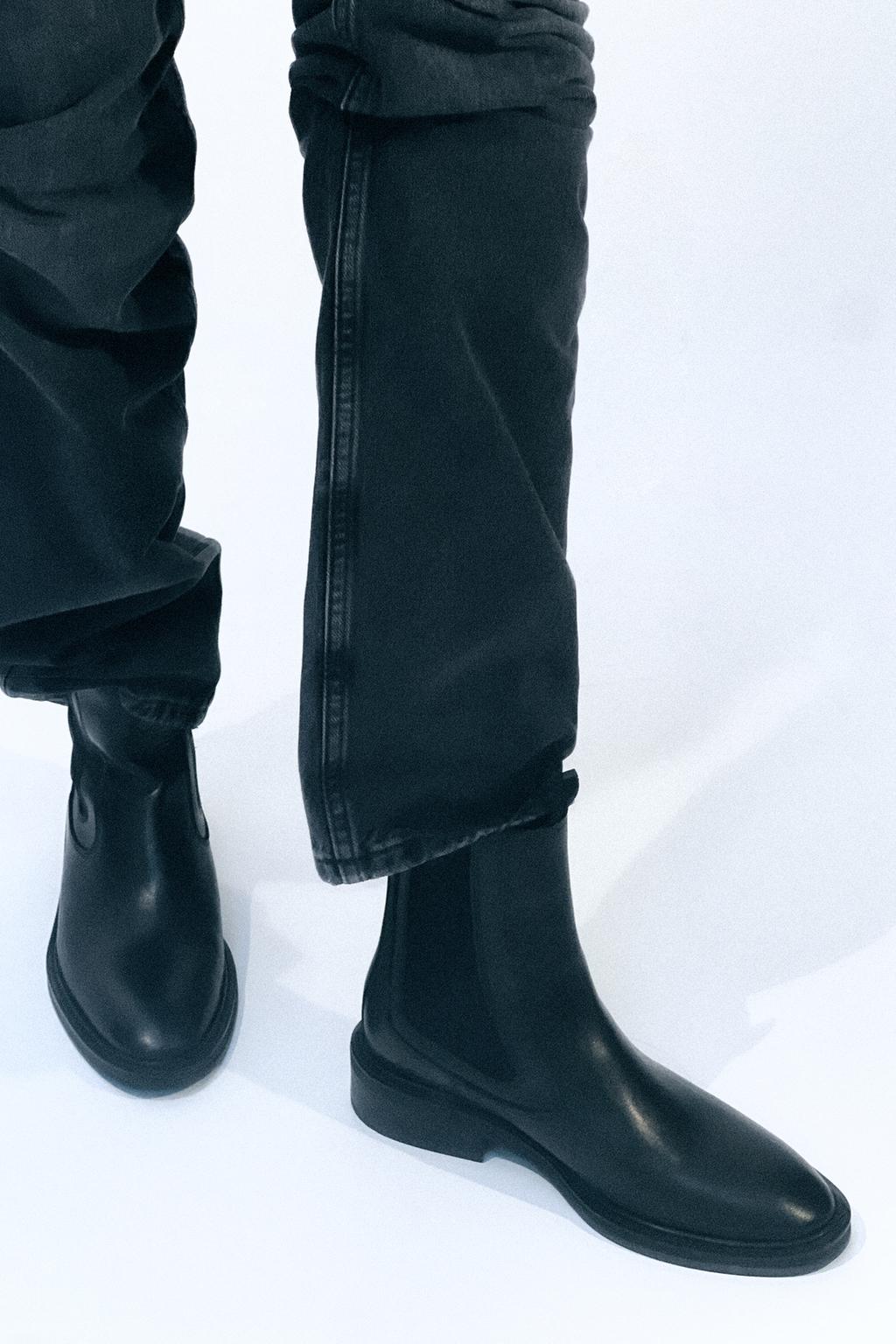 Кожаные ботинки «челси» ZARA, черный мощные ботинки челси zara коричневый