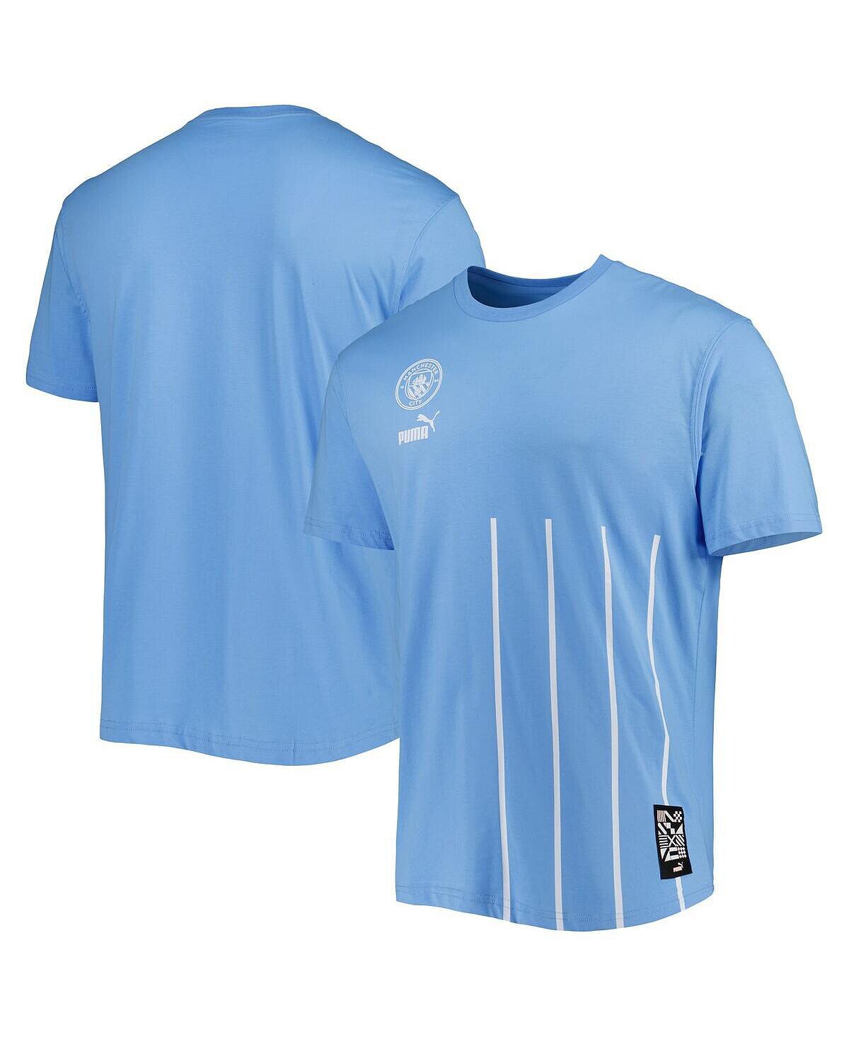 

Мужская небесно-голубая футболка Manchester City FtblCulture с надписью Puma, Синий
