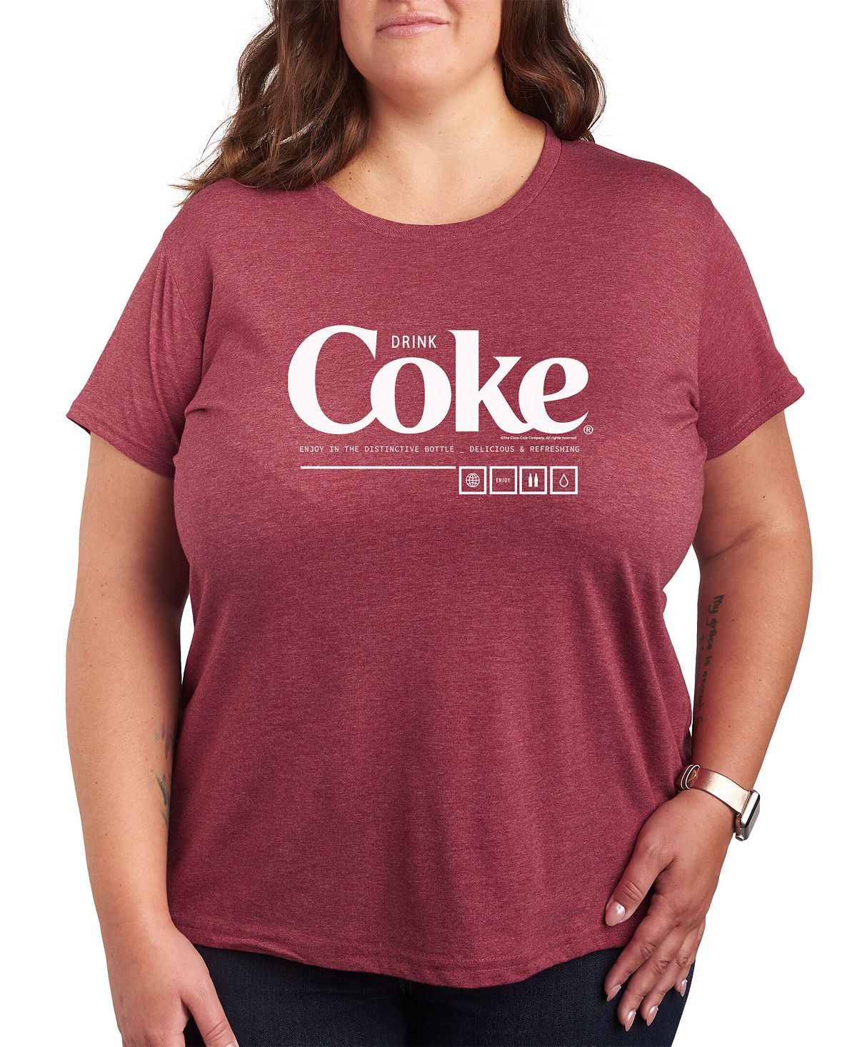 Модная футболка больших размеров с рисунком Coca Cola Air Waves, красный цена и фото
