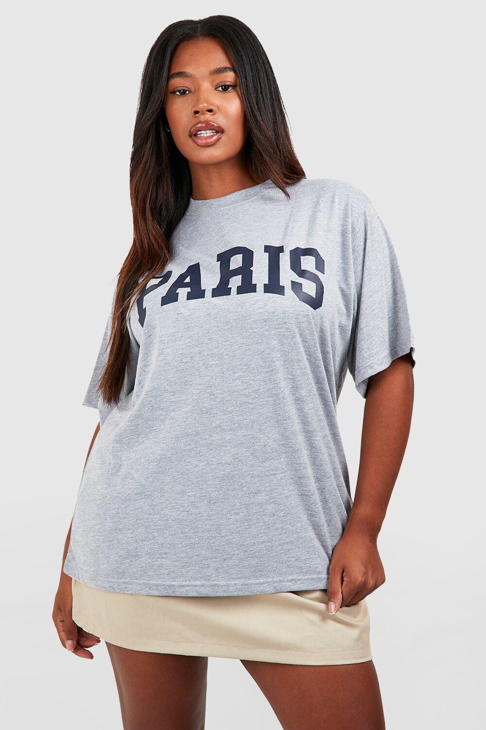 

Футболка с принтом plus paris Boohoo, серый