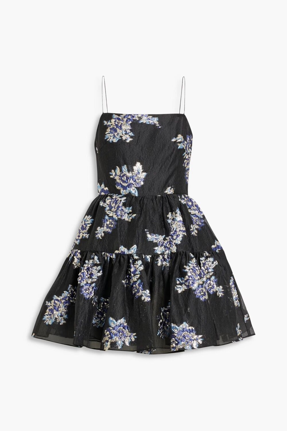 

Многоярусное платье мини с эффектом металлик и клоке Ml Monique Lhuillier, черный