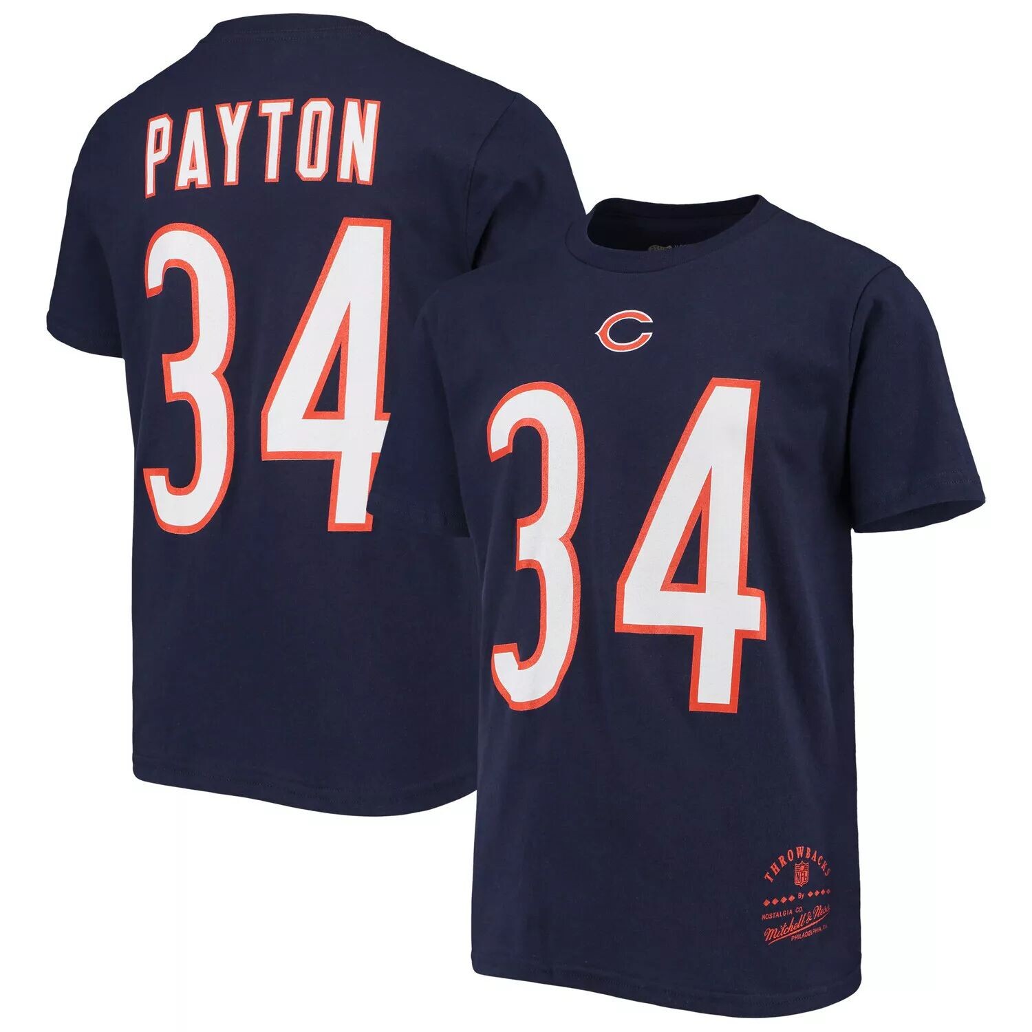 

Молодежная футболка Mitchell & Ness Walter Payton Navy Chicago Bears в стиле ретро с именем и номером игрока Unbranded
