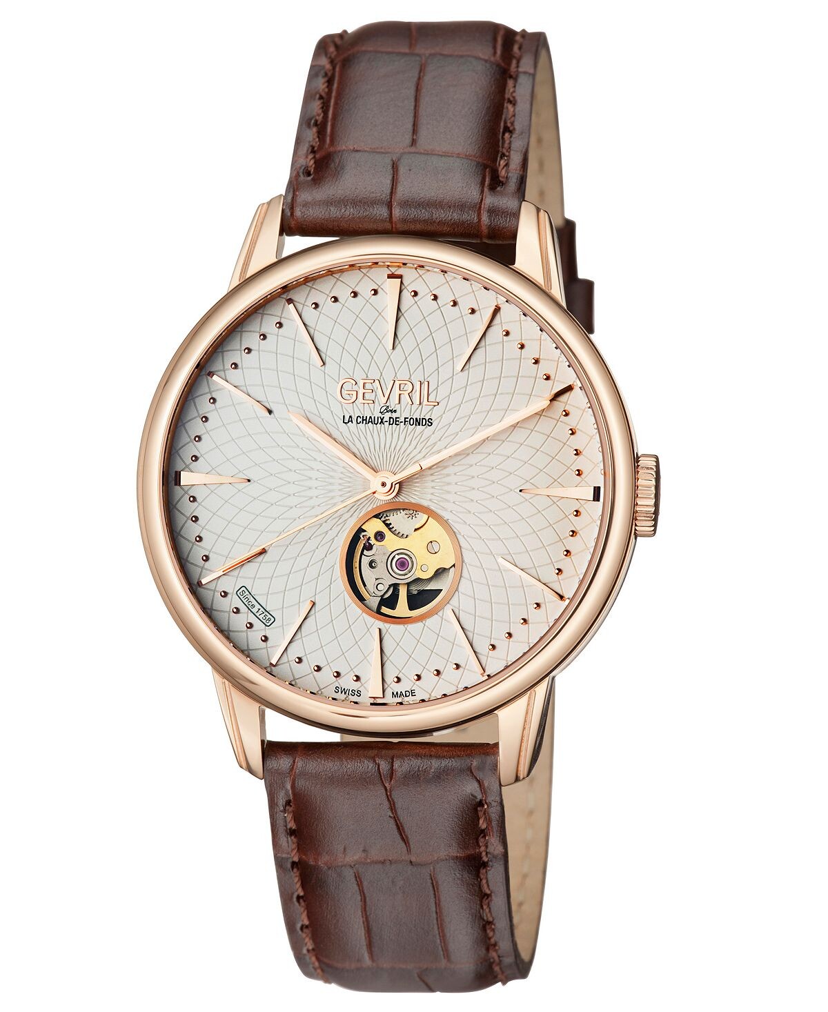 

Мужские автоматические коричневые кожаные часы Mulberry Swiss 42 мм Gevril