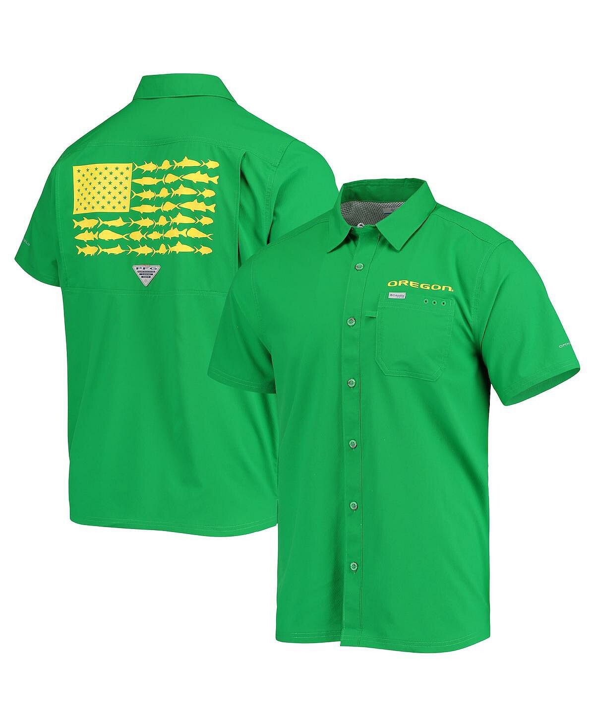 

Мужская рубашка на пуговицах PFG Green Oregon Ducks Slack Tide Camp Columbia