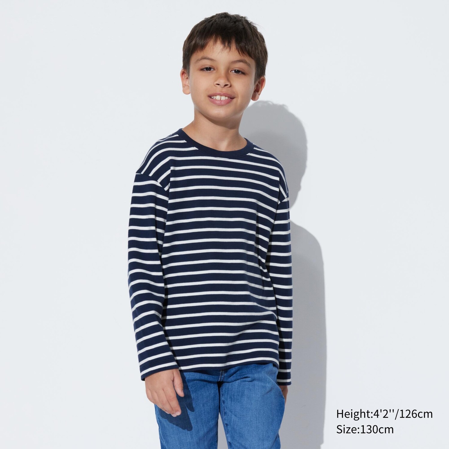 

Футболка UNIQLO Kids с круглым вырезом и длинными рукавами, темно-синий