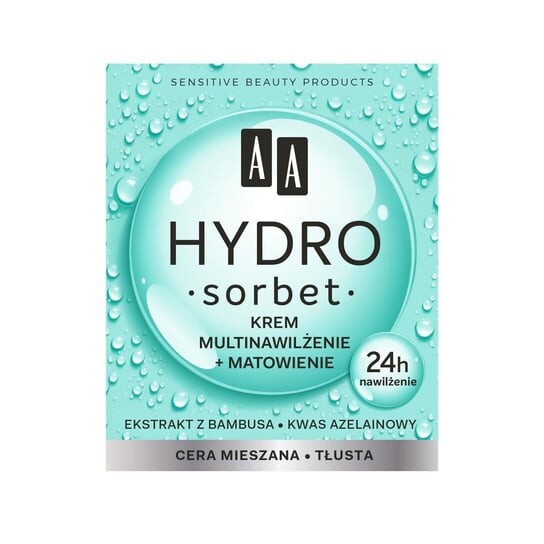 

АА, Hydro Sorbet, мультиувлажняющий + матирующий крем для смешанной и жирной кожи, 50 мл, AA