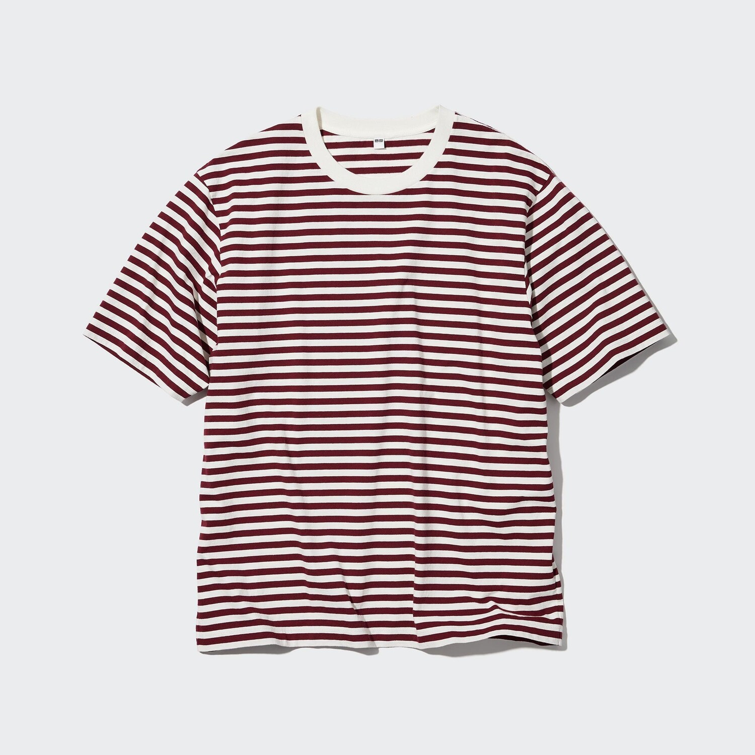

Футболка оверсайз с коротким рукавом (обычная полоска) UNIQLO, винный