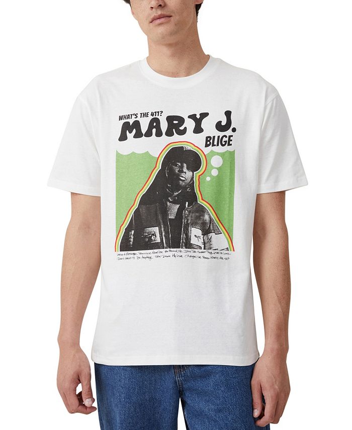 

Мужская музыкальная футболка свободного кроя COTTON ON, цвет Vintage White, Mary J Blige - Rasta