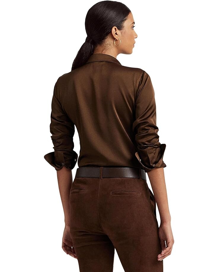 

Рубашка LAUREN Ralph Lauren Satin Charmeuse Shirt, цвет Brown Birch