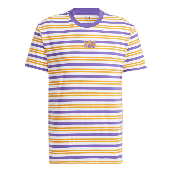 Футболка adidas neo SS22 M Sw Strp Rng T Sports Stripe Short Sleeve Unisex Purple Yellow White Colorblock, мультиколор