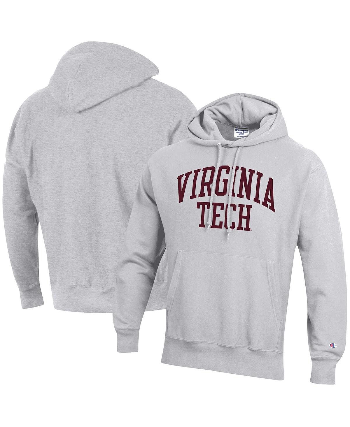 

Мужской серый пуловер с капюшоном Virginia Tech Hokies Team Arch обратного переплетения Champion