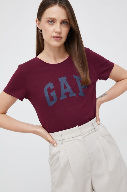 Хлопковая футболка Gap, гранат