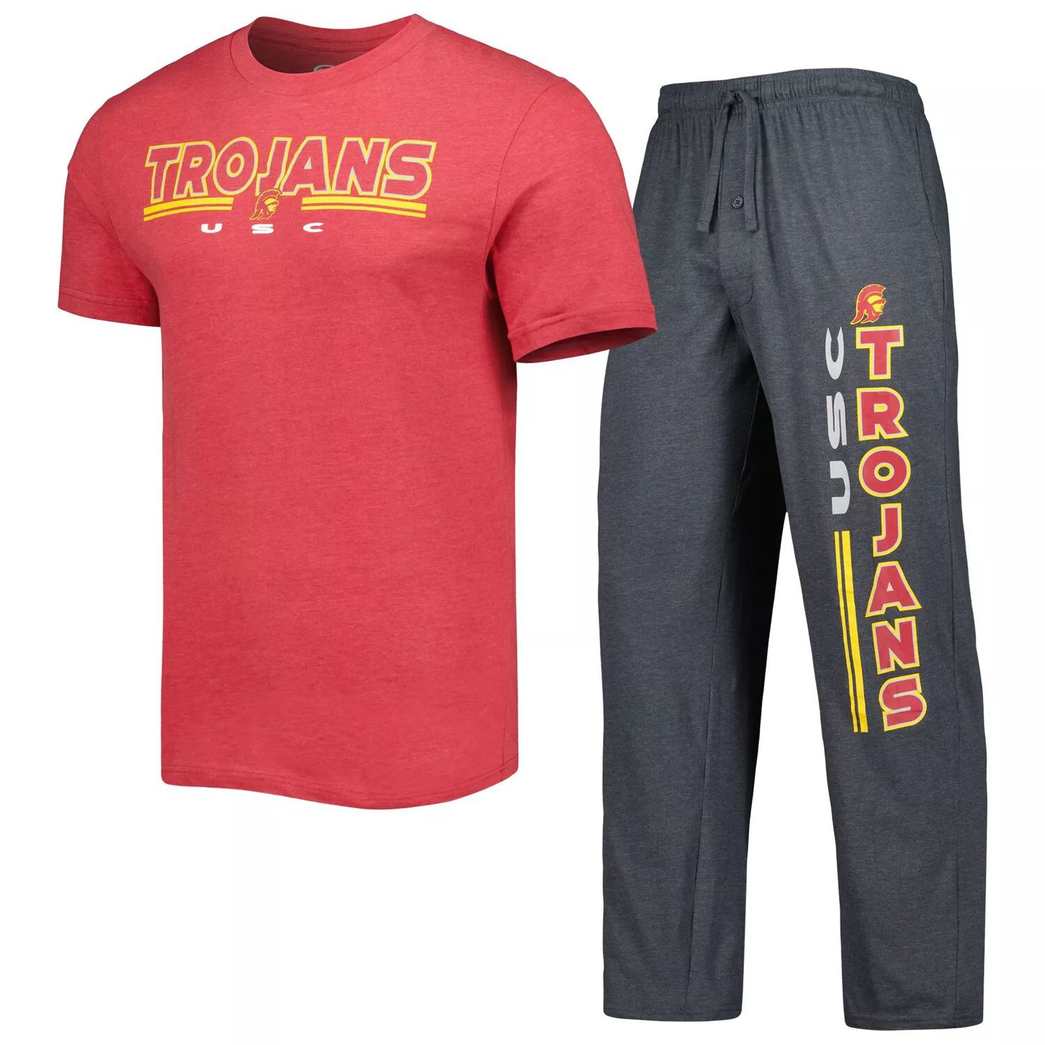 Мужской комплект для сна с футболкой и брюками Concepts Sport Cardinal/Charcoal USC Trojans Meter