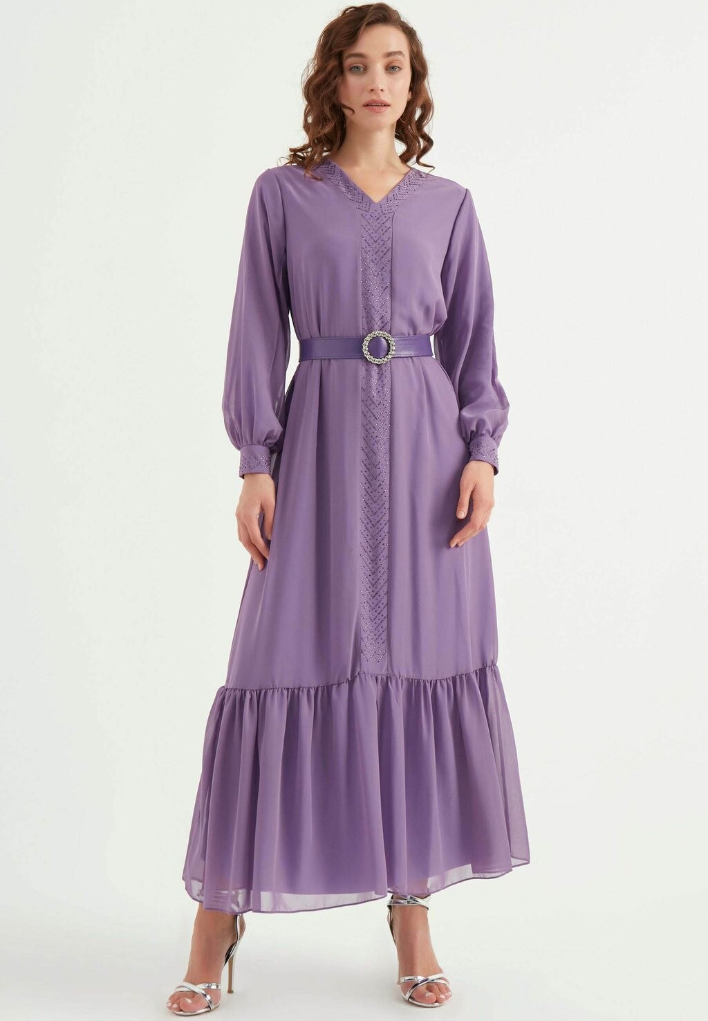 

Платье макси V-Neck Belted Herita