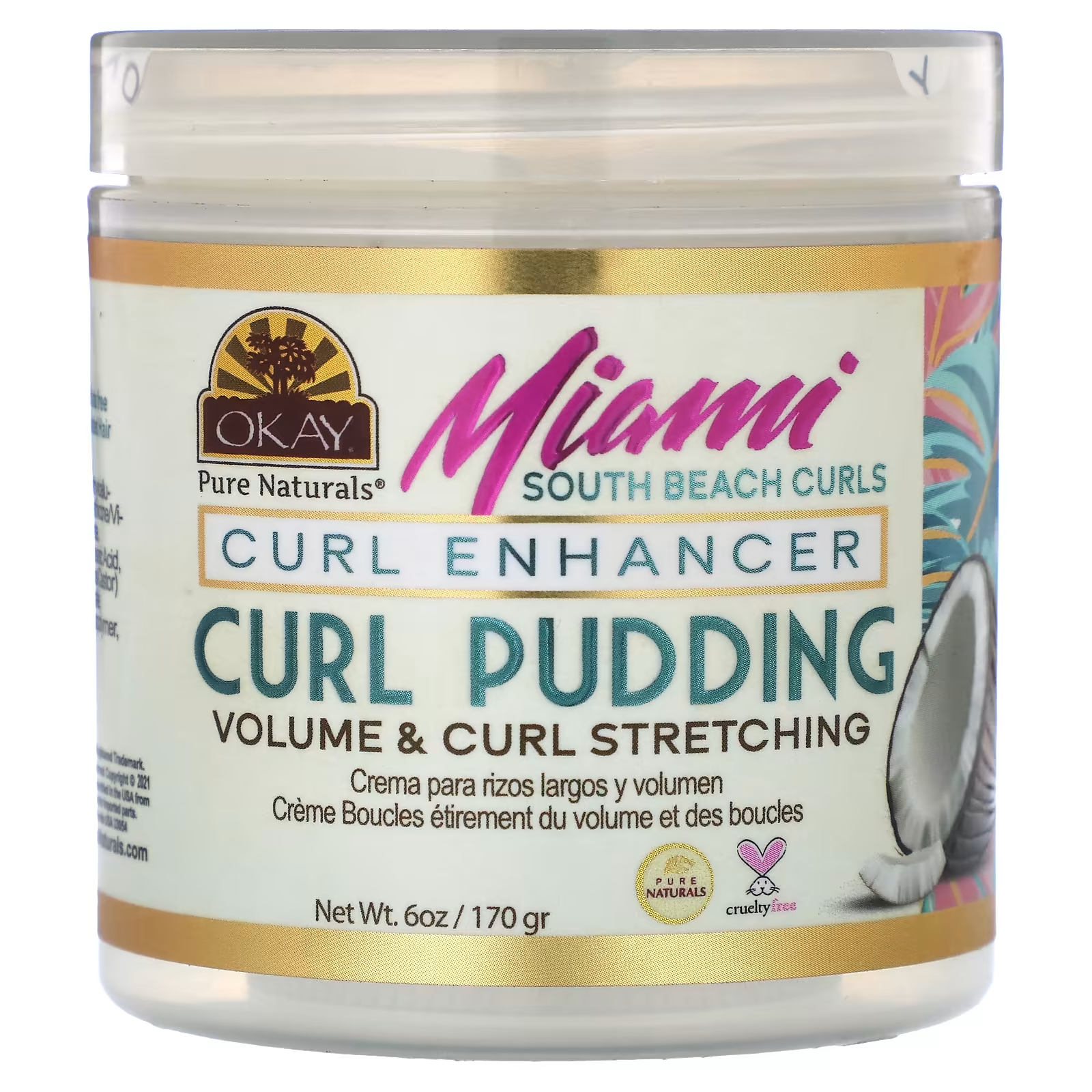 цена Пудинг Okay Pure Naturals Miami South Beach для придания объема волосам, 170 г