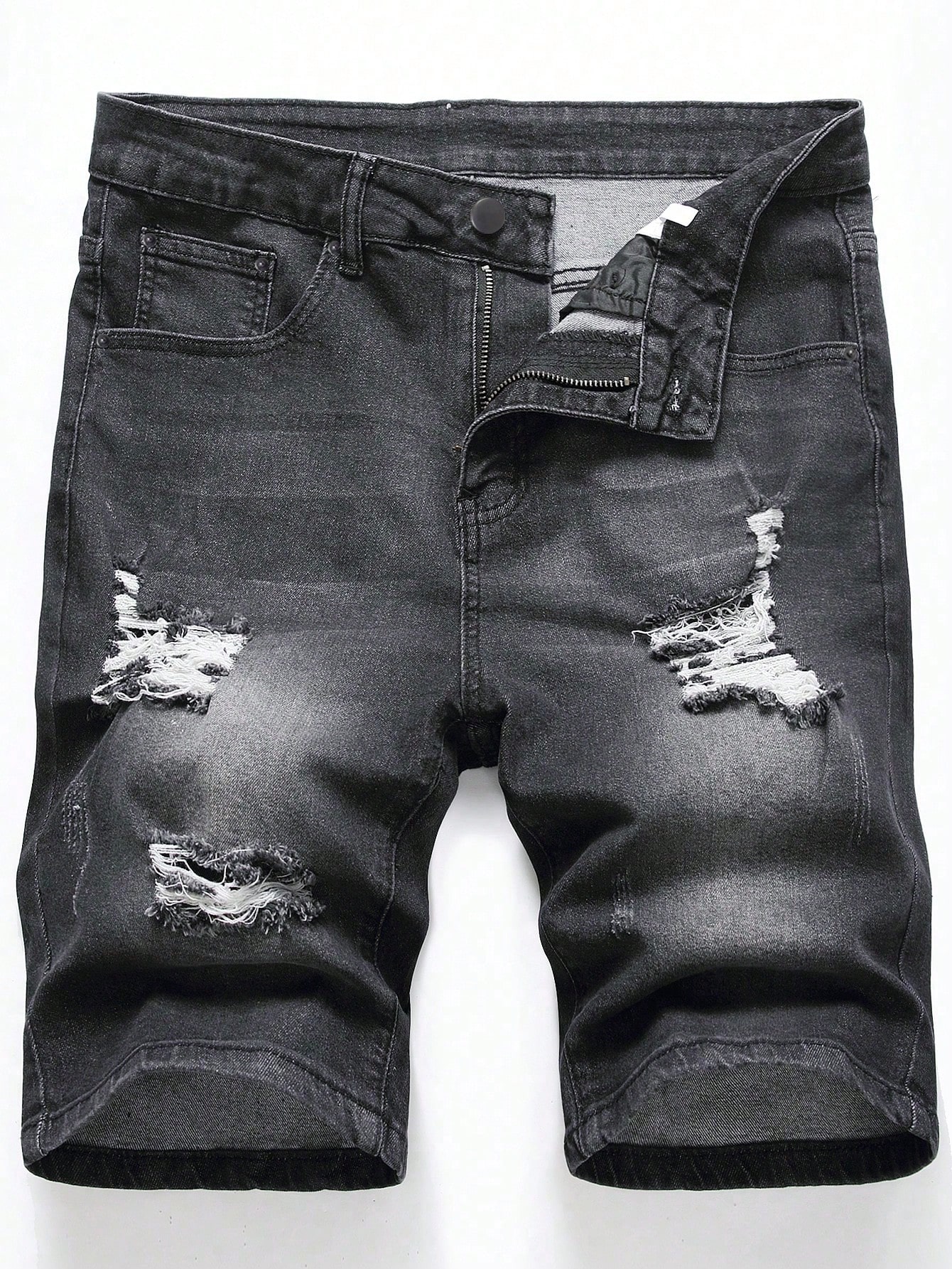 Manfinity LEGND Мужские рваные джинсовые шорты узкого кроя, черный