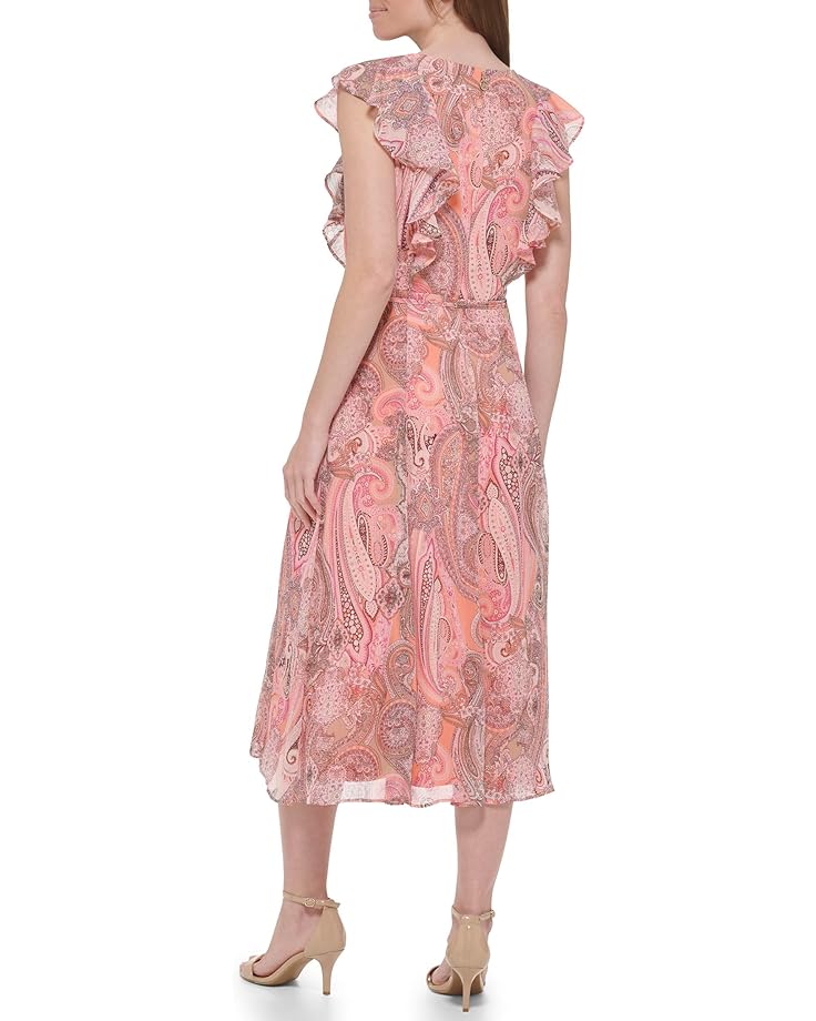 Платье Tommy Hilfiger Paisley Ruffle Front Midi Dress, цвет Bloom Multi
