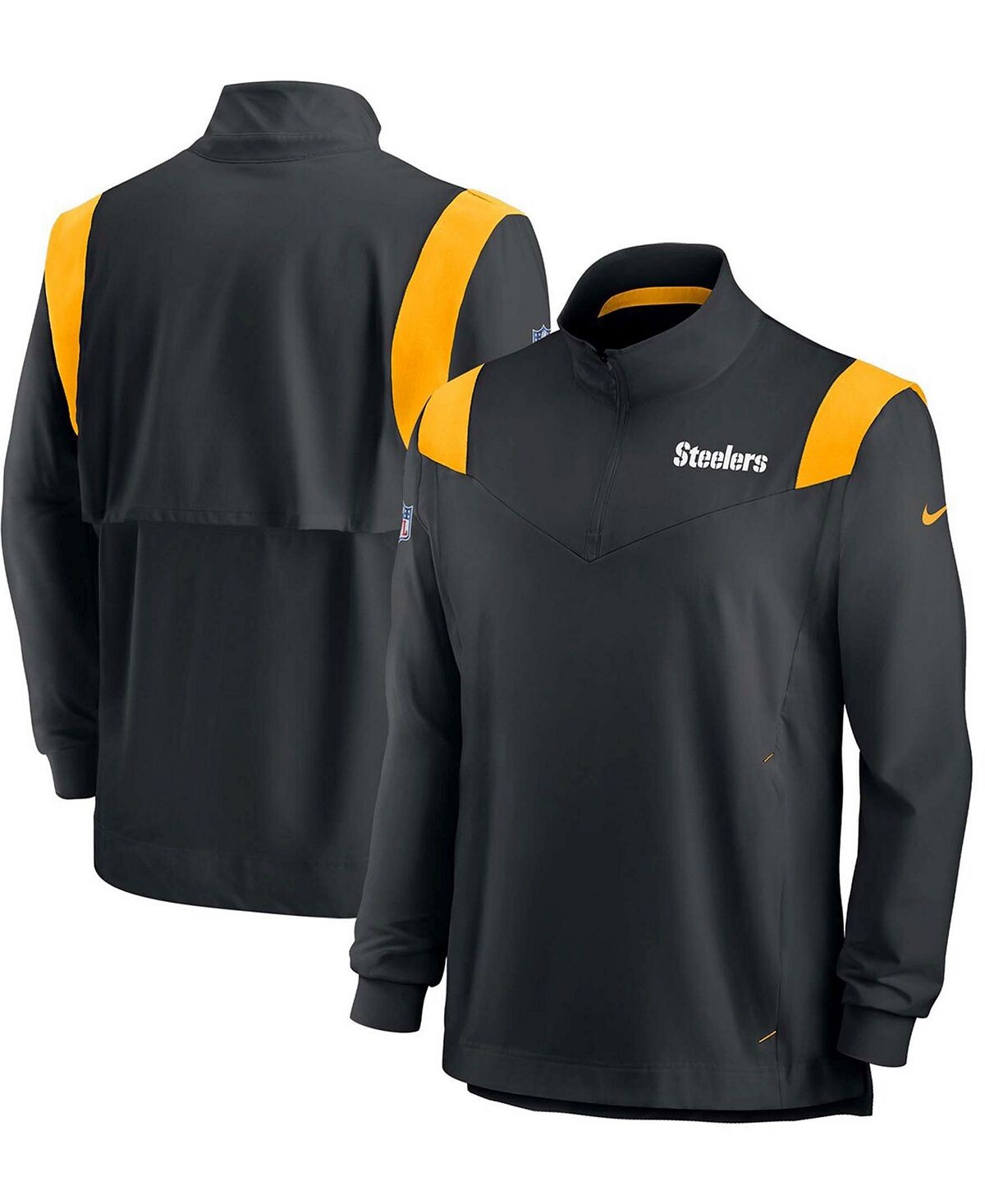 

Мужская черная куртка Pittsburgh Steelers 2021 Sideline Coaches Repel с молнией на четверть Nike