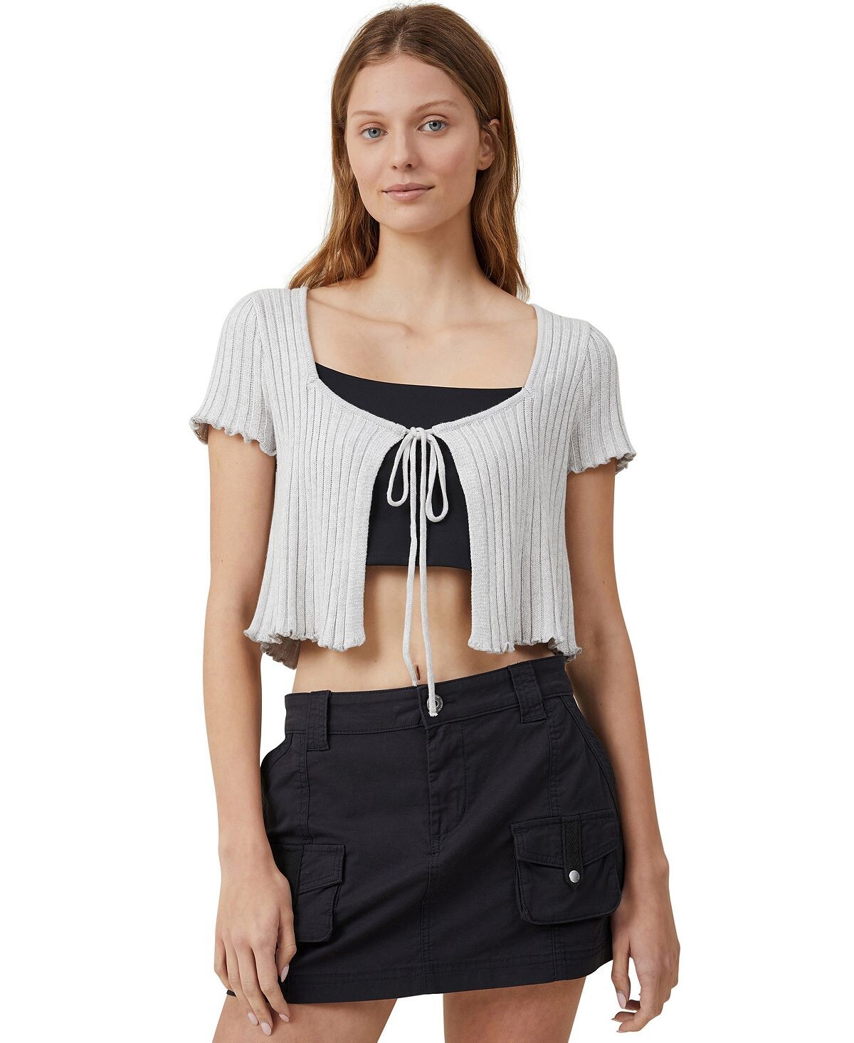 

Женский кардиган с короткими рукавами и завязками спереди COTTON ON