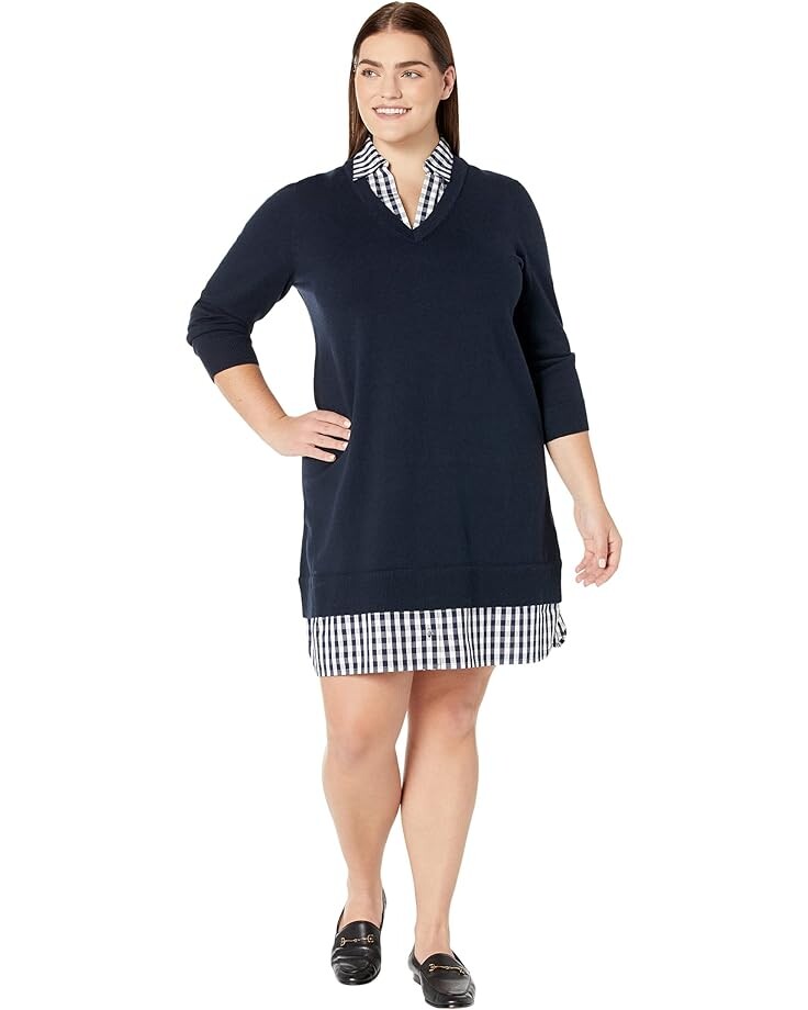 

Платье Draper James Plus Size Wool and Cotton Combo Sweaterdress, нави